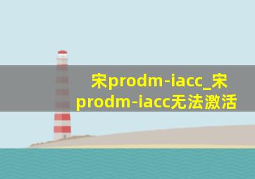 宋prodm-iacc_宋prodm-iacc无法激活