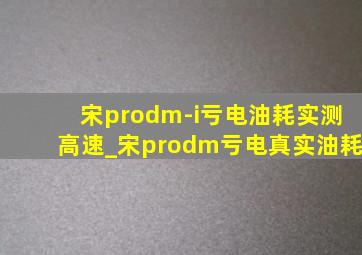 宋prodm-i亏电油耗实测高速_宋prodm亏电真实油耗