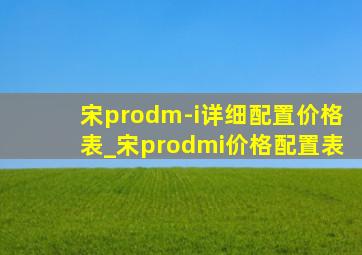 宋prodm-i详细配置价格表_宋prodmi价格配置表