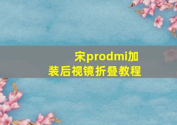 宋prodmi加装后视镜折叠教程