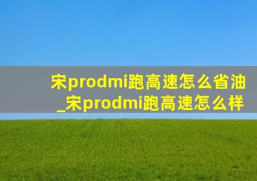 宋prodmi跑高速怎么省油_宋prodmi跑高速怎么样