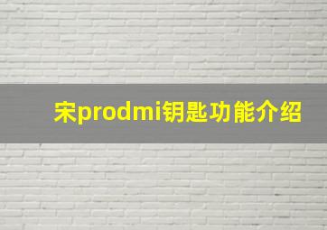 宋prodmi钥匙功能介绍