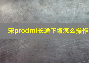 宋prodmi长途下坡怎么操作