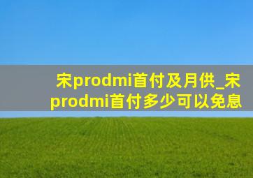 宋prodmi首付及月供_宋prodmi首付多少可以免息