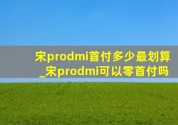 宋prodmi首付多少最划算_宋prodmi可以零首付吗