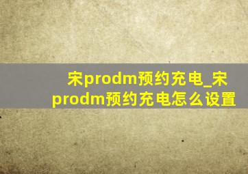 宋prodm预约充电_宋prodm预约充电怎么设置