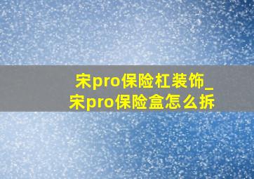 宋pro保险杠装饰_宋pro保险盒怎么拆