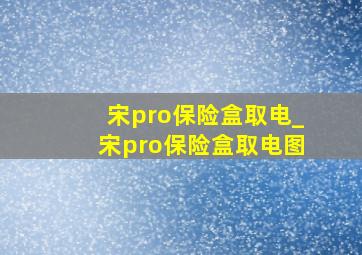 宋pro保险盒取电_宋pro保险盒取电图