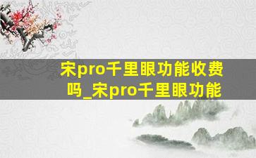 宋pro千里眼功能收费吗_宋pro千里眼功能