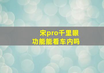 宋pro千里眼功能能看车内吗