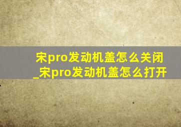 宋pro发动机盖怎么关闭_宋pro发动机盖怎么打开