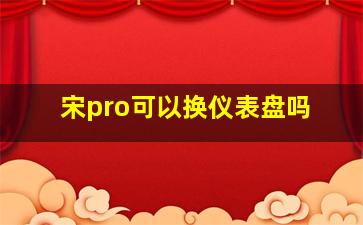 宋pro可以换仪表盘吗