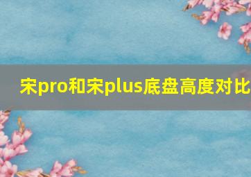 宋pro和宋plus底盘高度对比