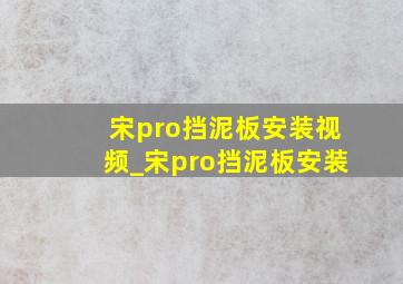 宋pro挡泥板安装视频_宋pro挡泥板安装