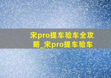 宋pro提车验车全攻略_宋pro提车验车