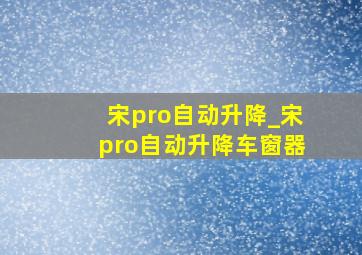 宋pro自动升降_宋pro自动升降车窗器