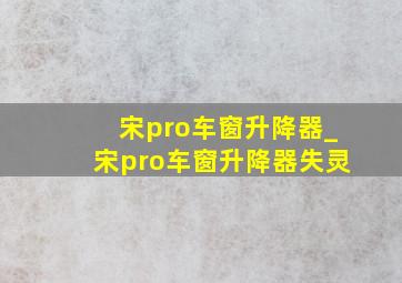 宋pro车窗升降器_宋pro车窗升降器失灵