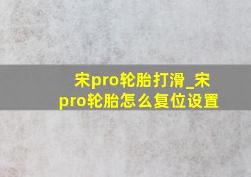 宋pro轮胎打滑_宋pro轮胎怎么复位设置