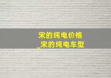 宋的纯电价格_宋的纯电车型