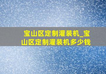 宝山区定制灌装机_宝山区定制灌装机多少钱