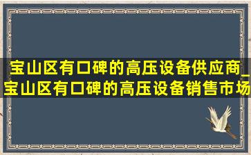 宝山区有口碑的高压设备供应商_宝山区有口碑的高压设备销售市场