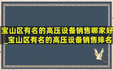 宝山区有名的高压设备销售哪家好_宝山区有名的高压设备销售排名靠前