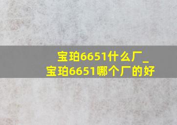 宝珀6651什么厂_宝珀6651哪个厂的好