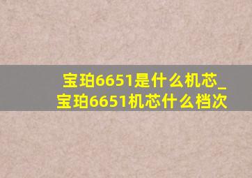 宝珀6651是什么机芯_宝珀6651机芯什么档次