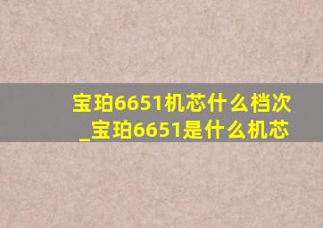 宝珀6651机芯什么档次_宝珀6651是什么机芯