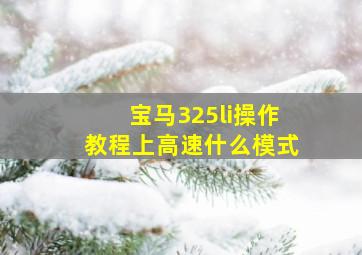 宝马325li操作教程上高速什么模式