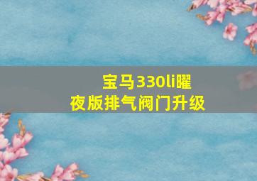 宝马330li曜夜版排气阀门升级