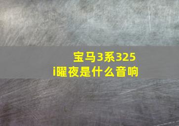 宝马3系325i曜夜是什么音响