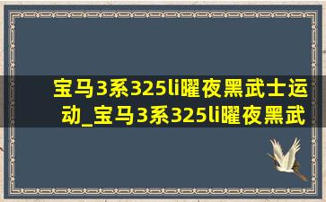 宝马3系325li曜夜黑武士运动_宝马3系325li曜夜黑武士