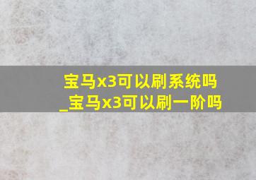 宝马x3可以刷系统吗_宝马x3可以刷一阶吗