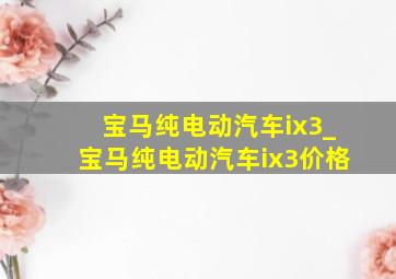 宝马纯电动汽车ix3_宝马纯电动汽车ix3价格