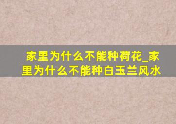 家里为什么不能种荷花_家里为什么不能种白玉兰风水