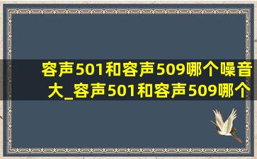 容声501和容声509哪个噪音大_容声501和容声509哪个声音大