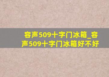 容声509十字门冰箱_容声509十字门冰箱好不好