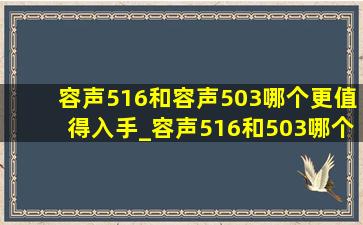 容声516和容声503哪个更值得入手_容声516和503哪个更值得入手