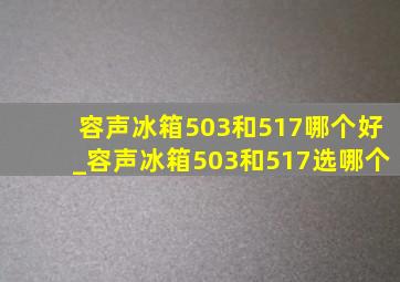 容声冰箱503和517哪个好_容声冰箱503和517选哪个