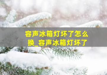 容声冰箱灯坏了怎么换_容声冰箱灯坏了