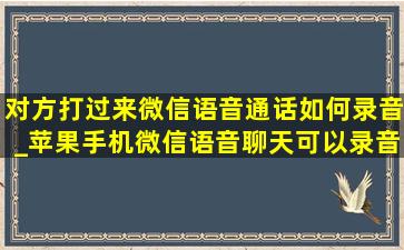 对方打过来微信语音通话如何录音_苹果手机微信语音聊天可以录音吗