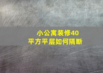 小公寓装修40平方平层如何隔断