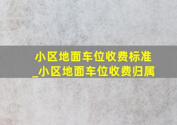 小区地面车位收费标准_小区地面车位收费归属