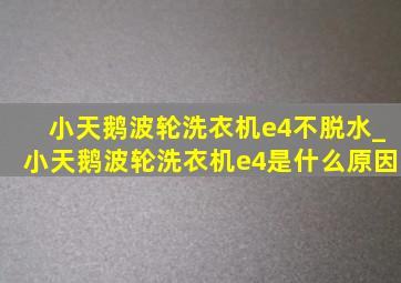 小天鹅波轮洗衣机e4不脱水_小天鹅波轮洗衣机e4是什么原因