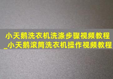 小天鹅洗衣机洗涤步骤视频教程_小天鹅滚筒洗衣机操作视频教程