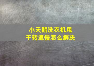 小天鹅洗衣机甩干转速慢怎么解决