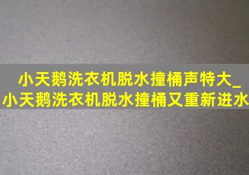 小天鹅洗衣机脱水撞桶声特大_小天鹅洗衣机脱水撞桶又重新进水