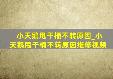 小天鹅甩干桶不转原因_小天鹅甩干桶不转原因维修视频