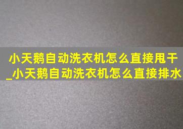 小天鹅自动洗衣机怎么直接甩干_小天鹅自动洗衣机怎么直接排水